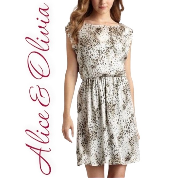 ALICE + OLIVIA Silk Genevieve Leopard Print Mini Cocktail Dress, Size XS - Picture 1 of 12